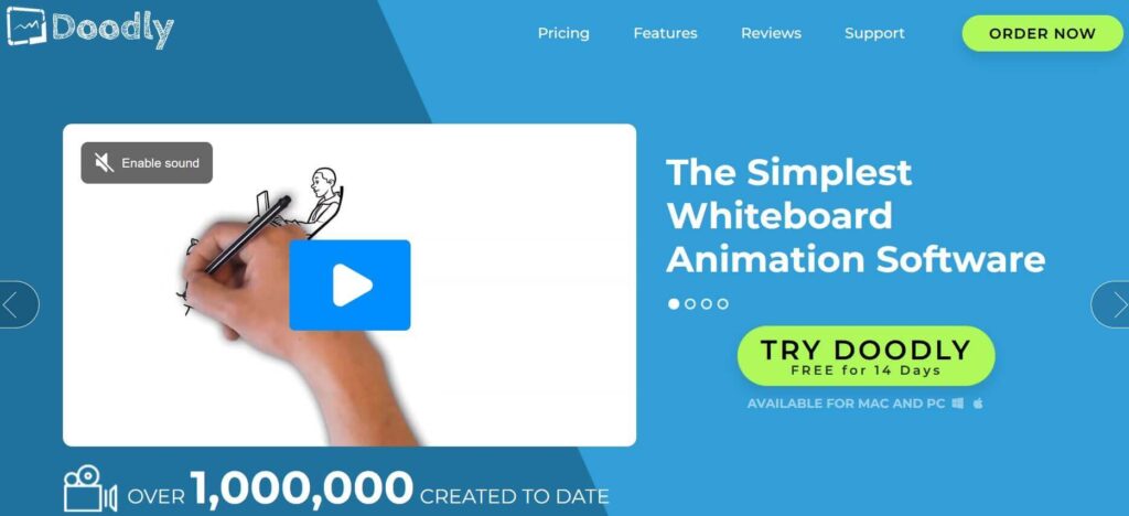 Doodly home page-best AI animation software