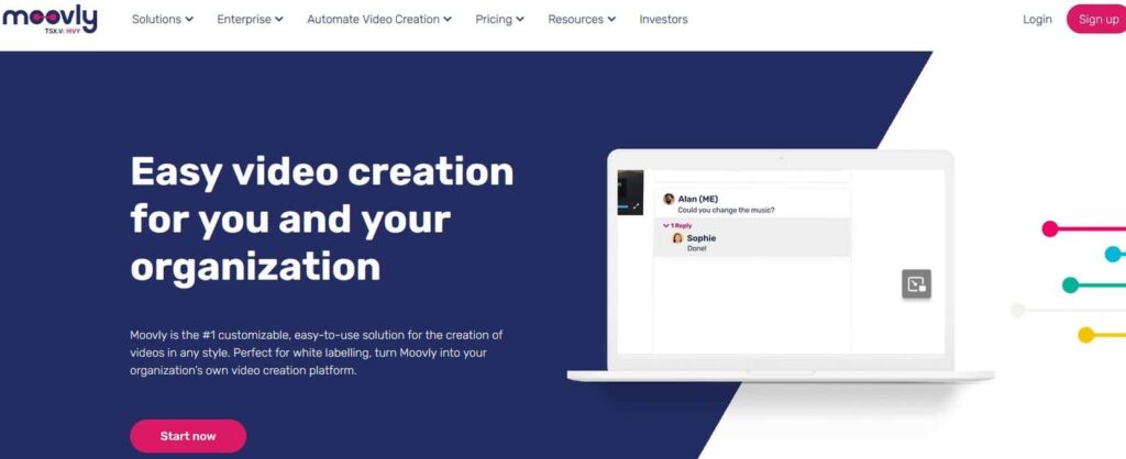 Moovly Home page-best AI animation software
