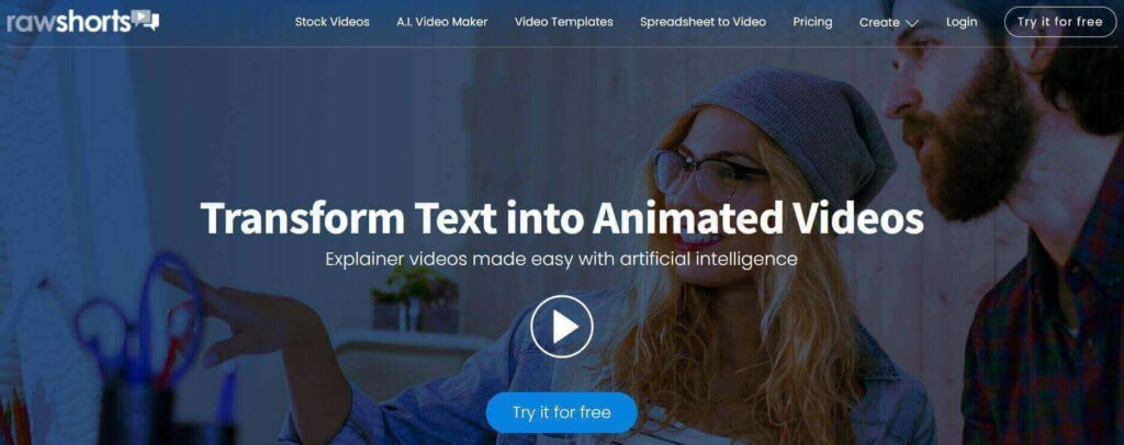 Raw Shorts Home page-best AI animation software