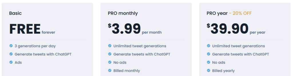 Tweety AI pricing
