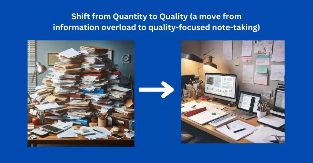 Transitioning from chaos to order: An organized workspace symbolizes a shift from information overload to a quality-focused approach.